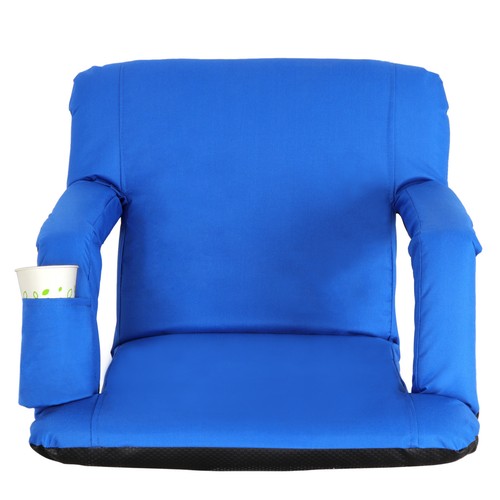 Wide Stadium Seat for Bleachers Reclining Stadium Chair Seat w/Back Cushion Blue