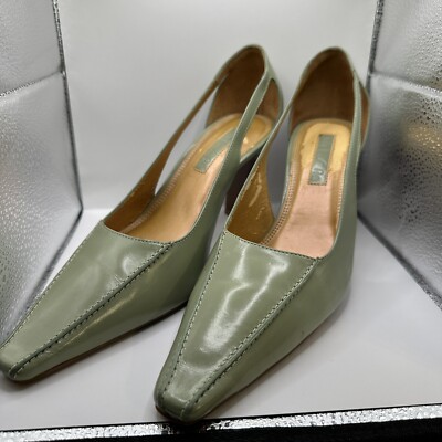 Unisa vintage heels size 7 1/2 B Womens Green, Made in Brazil