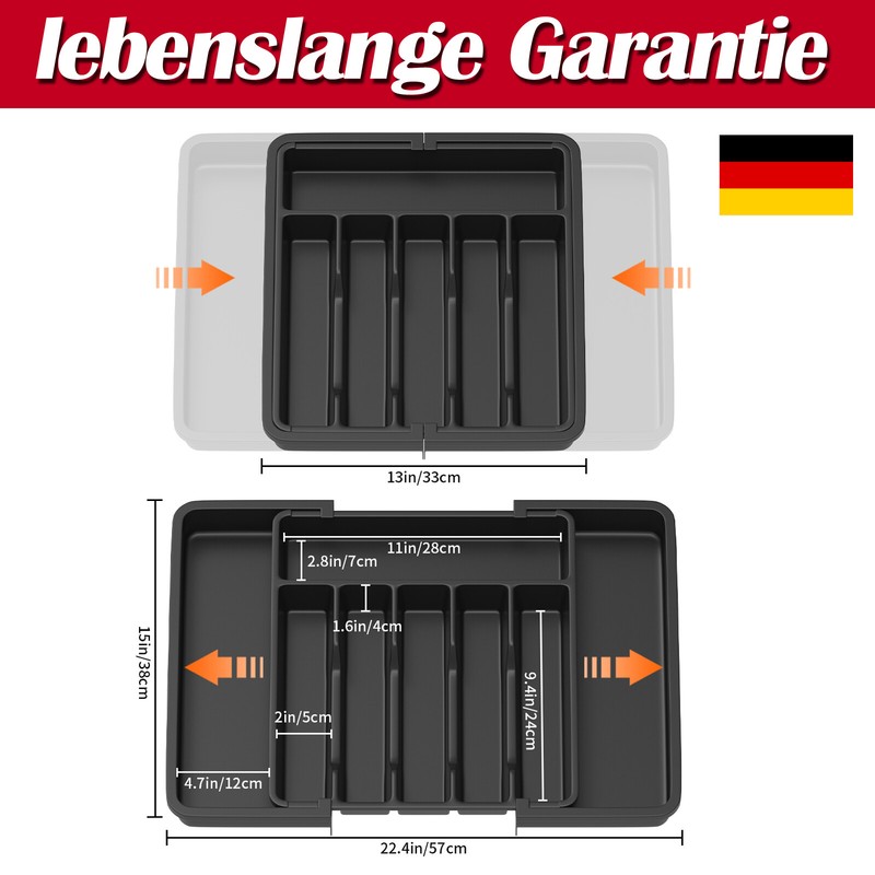 Kunststoff Besteckkasten Einsatz FÃ¼R Schublade KÃ¼Che Erweiterbar, Ausziehbar De