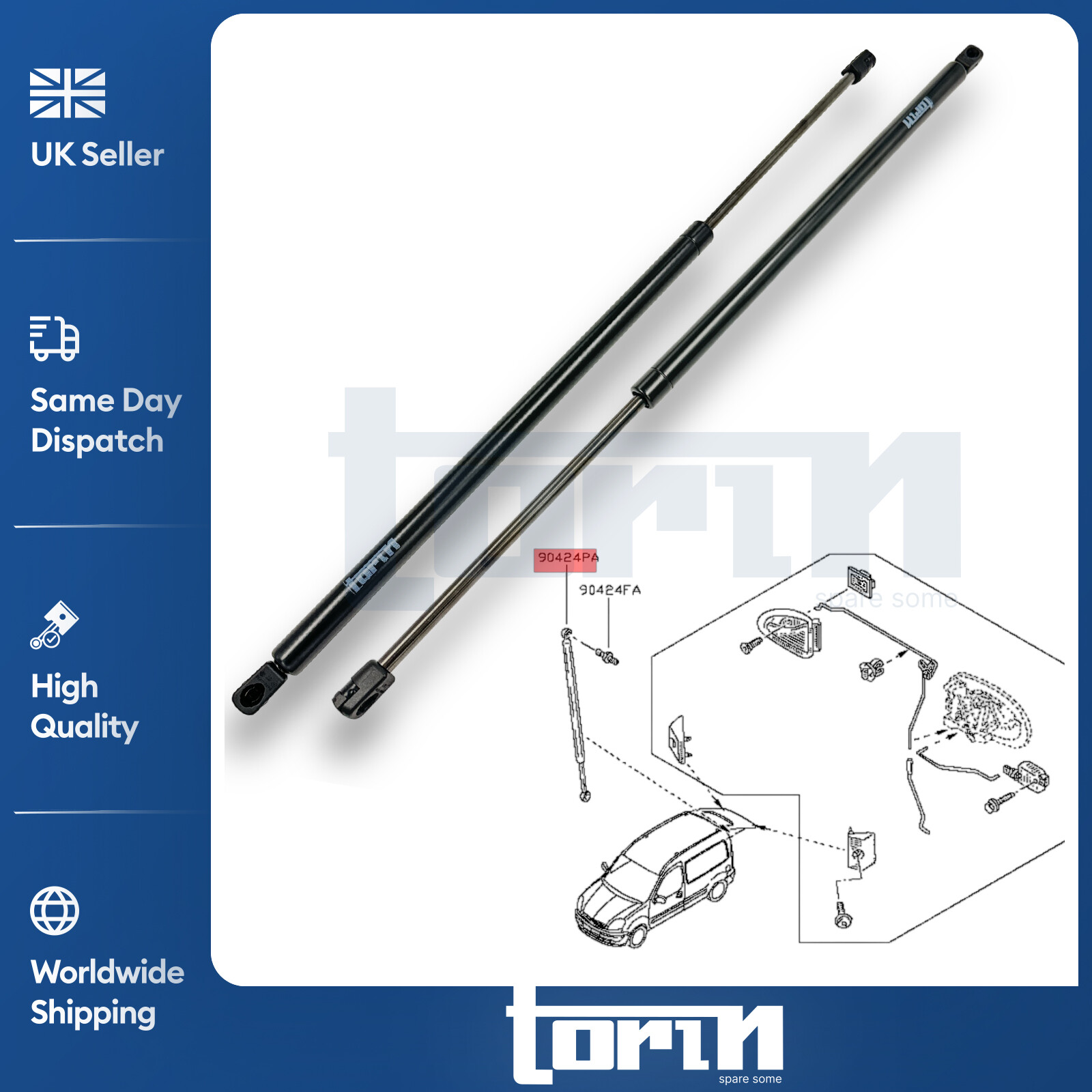 2X Tailgate Boot Trunk Gas Struts For Renault Kangoo Van (1997-2007) 7700303139