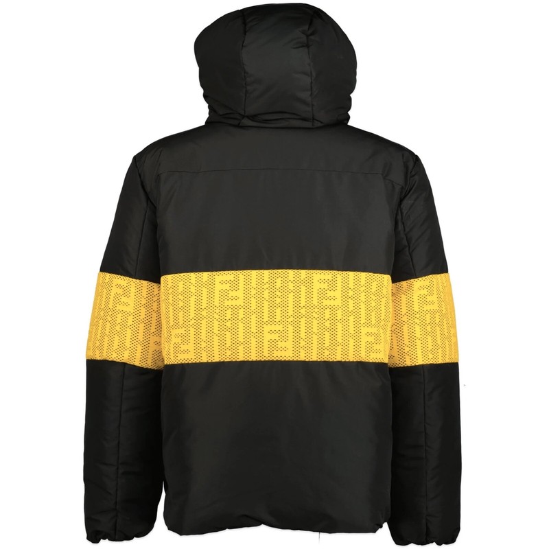 Pre-owned Fendi Puffer Jacket Reversible Ff Logo X-large Size 52 In Black