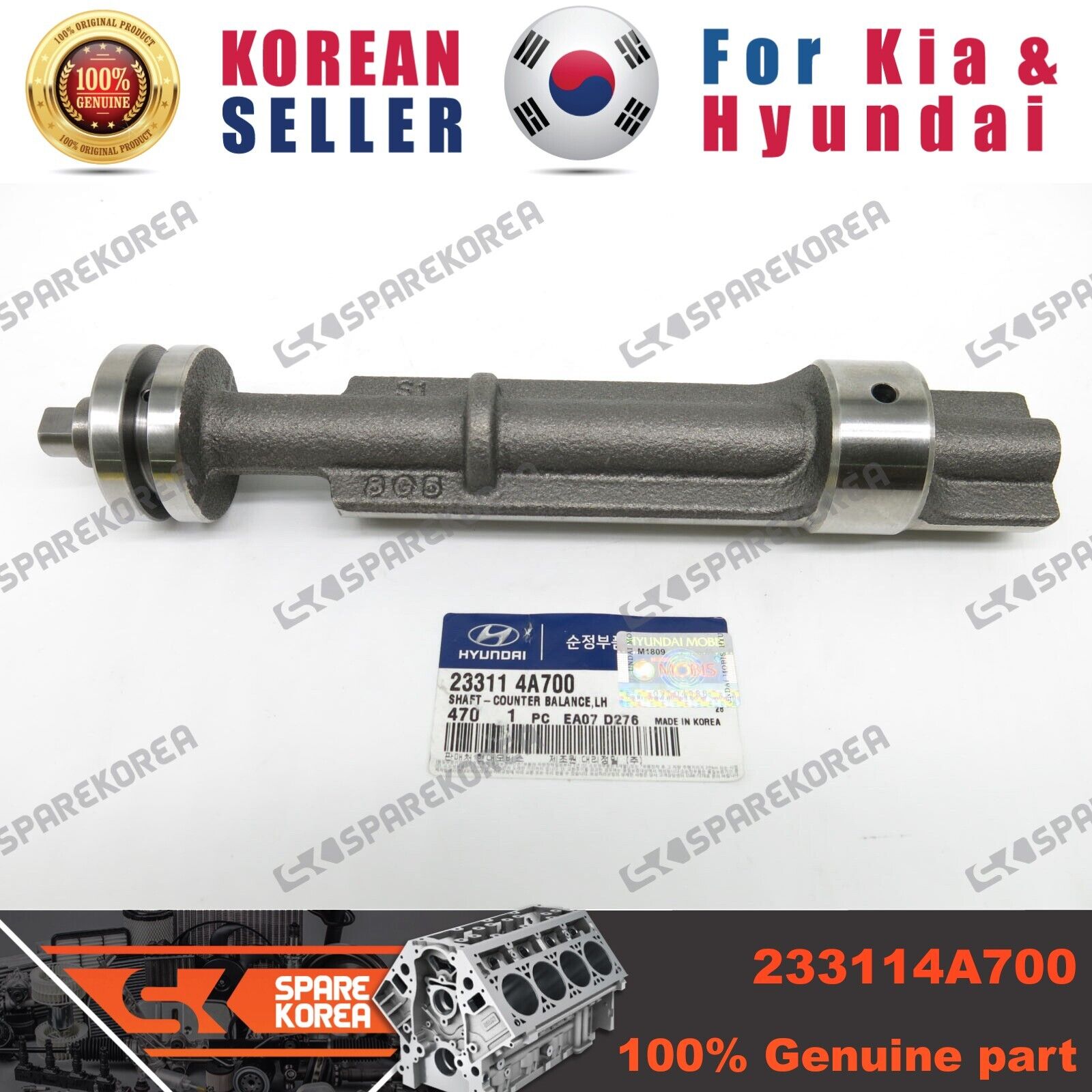 Genuine/OEM 233114A700 SHAFT-COUNTER BALANCE LH for Hyundai Libero 06 Genuine/OEM 233114A700 SHAFT-COUNTER BALANCE LH for Hyundai Libero 06