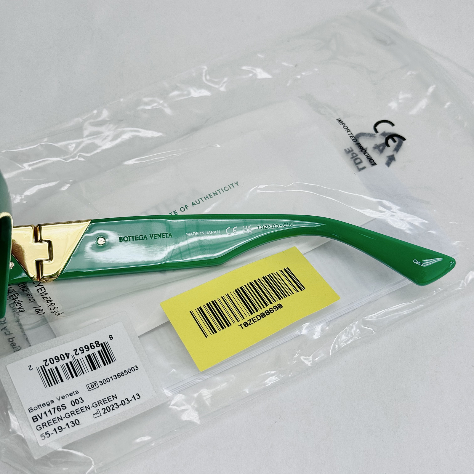 Pre-owned Bottega Veneta Angle Classic Bv1176s Green Bold Narrow Cat Sunglasses 1176 003