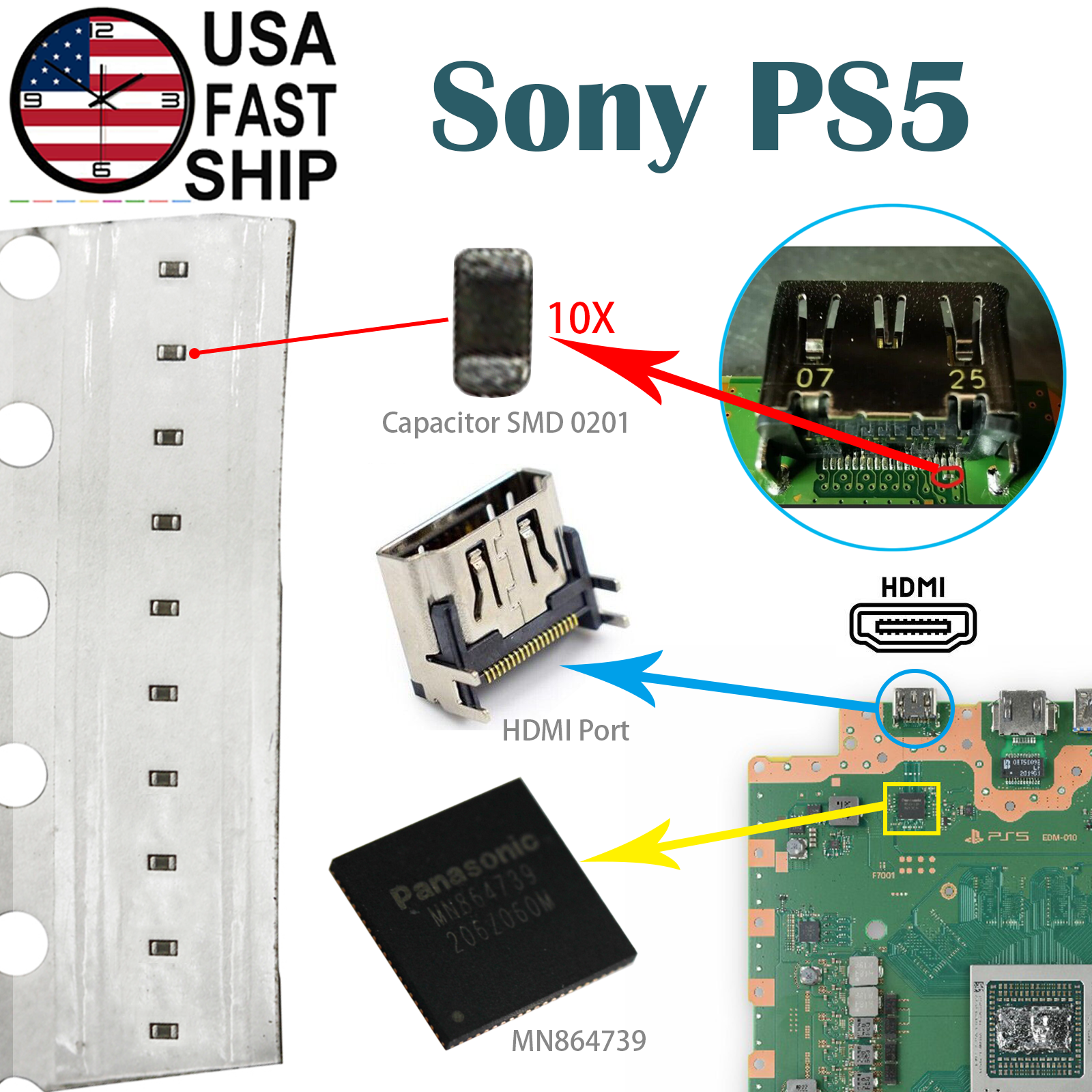 HDMI Encoder Video IC MN864739 Capacitor 100NF 100PF HDMI HDMI Encoder Video IC MN864739 Capacitor 100NF 100PF HDMI