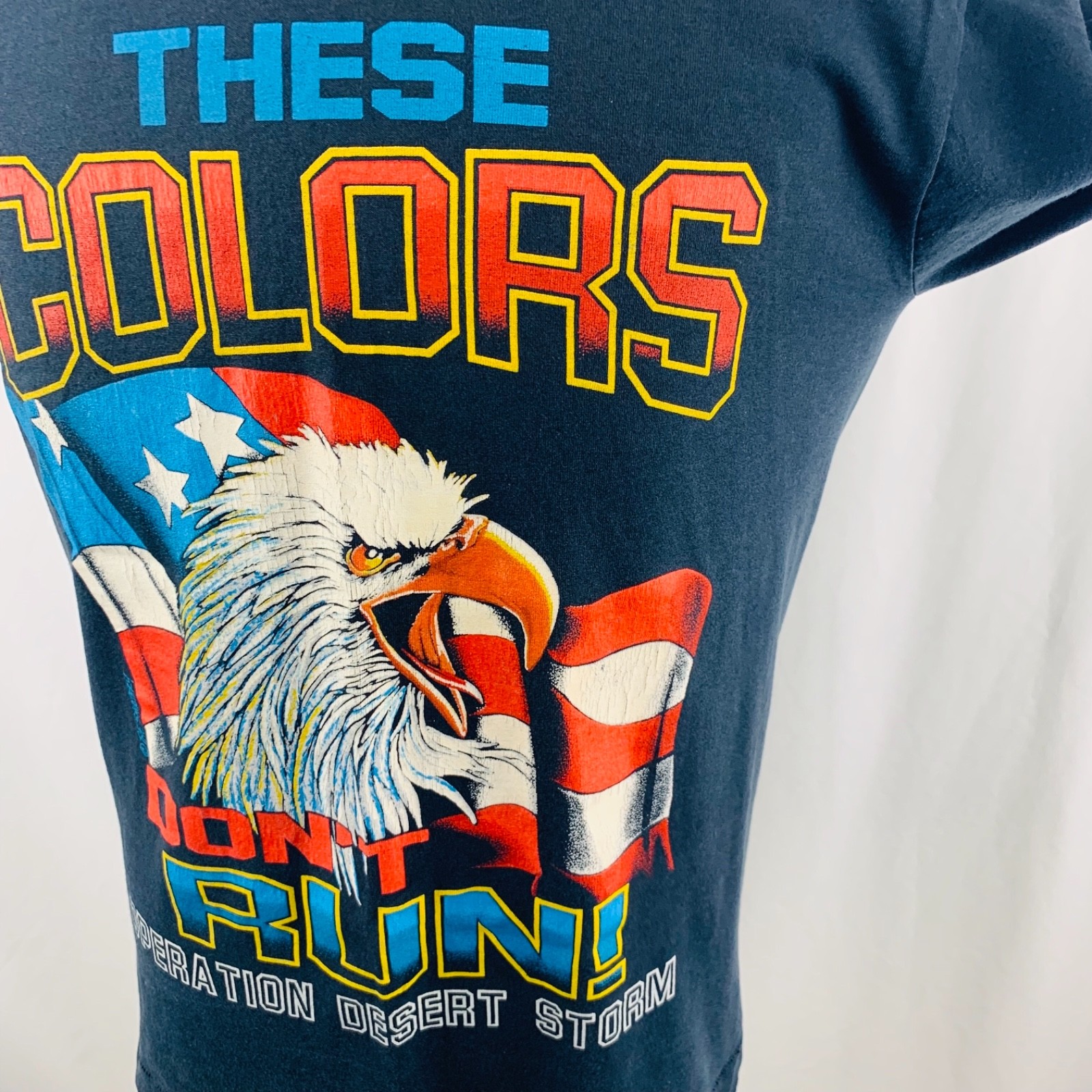 OPERATION DESERT STORM US Military Mens Large Black T-Shirt EAGLE Graphic