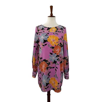 French Connection Womens Floral Shift Dress Cuffed Sleeve 6