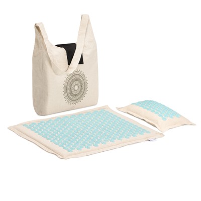Kit ecológico de masaje de acupresión 1x esterilla de acupuntura y 1x almohada