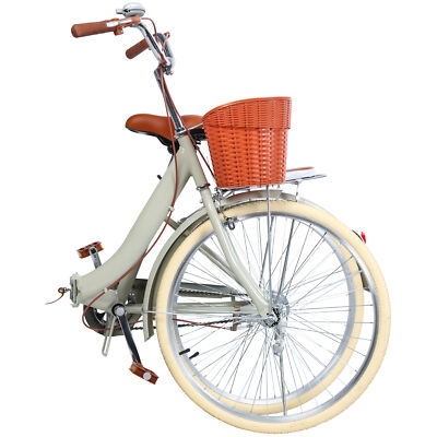 Foldable City Bike Ladies 26" Commuting Style Low Step Bicycle with Basket
