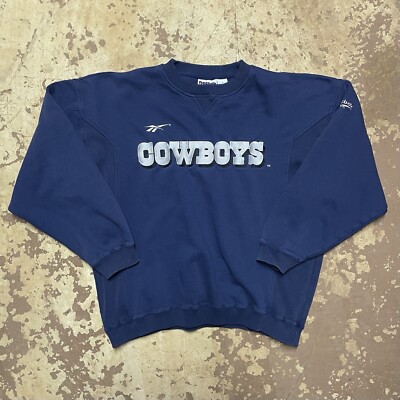 VTG Dallas Cowboys Reebok Sweatshirt Large NFL Football Y2K Embroidered Faded