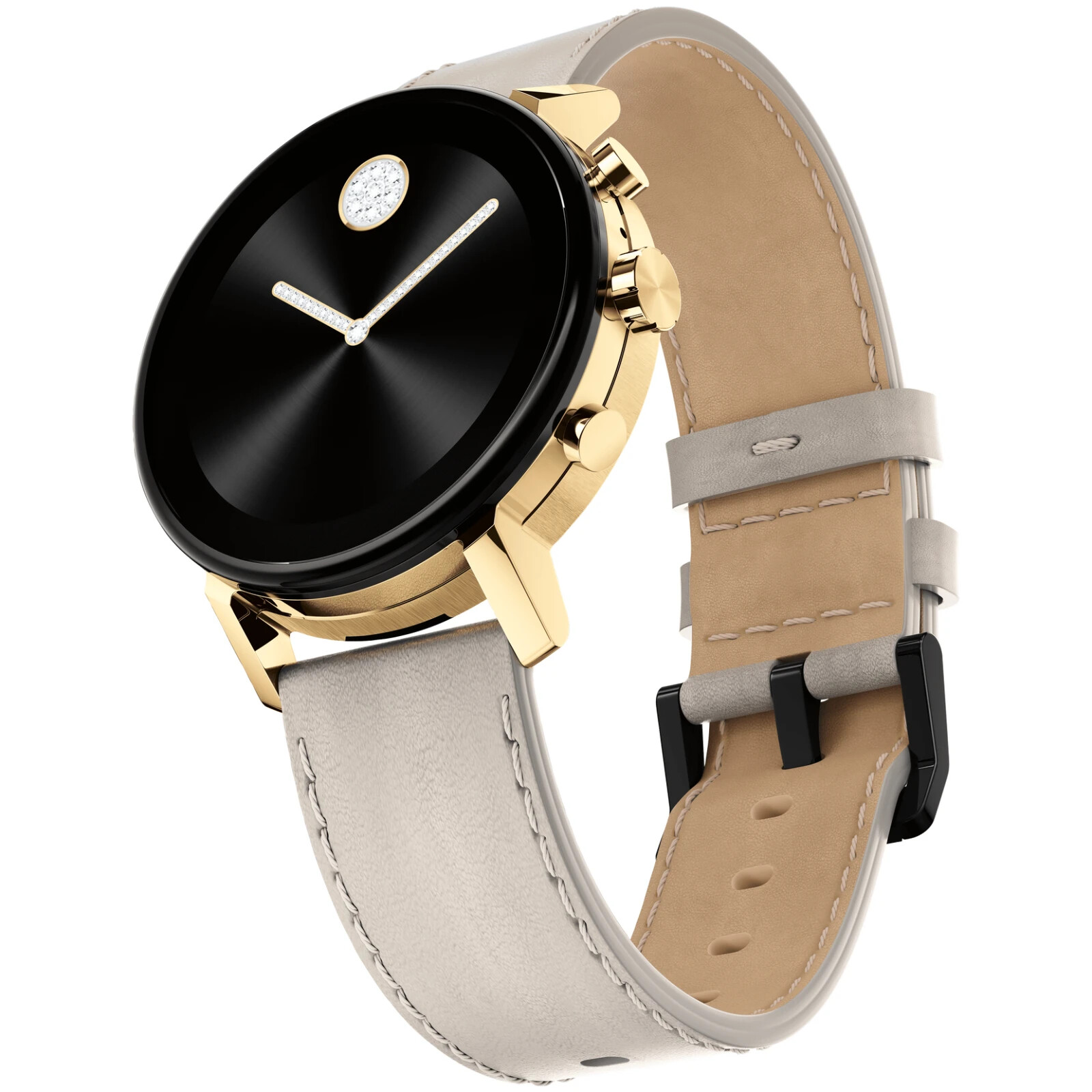 Pre-owned Movado Connect 2.0 Light Grey Leather Strap 40mm Smartwatch 3660024