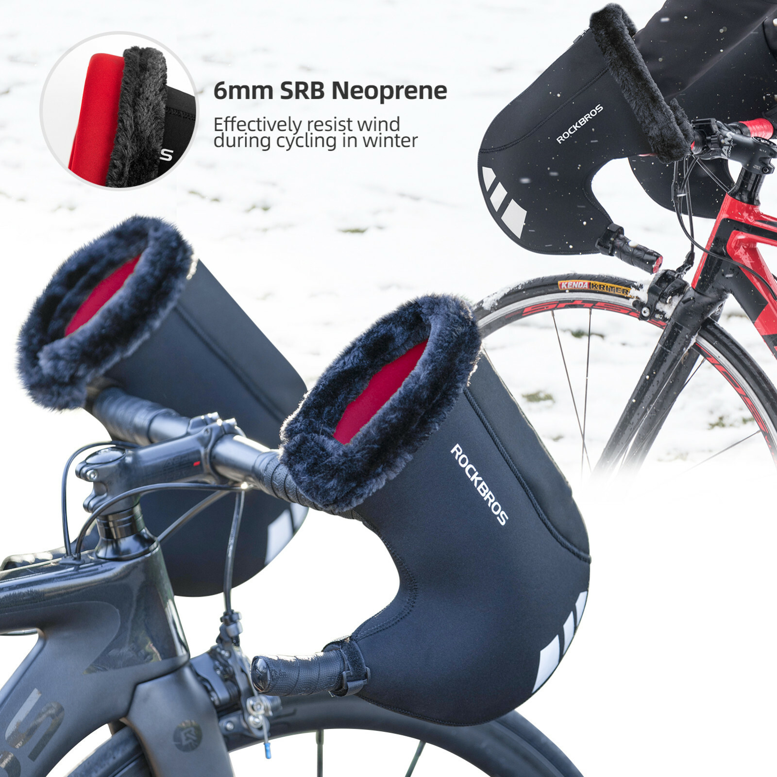 ROCKBROS Winter Bicycle Handlebar Gloves Road Bike Cycling Warm Bar Mittens NEW