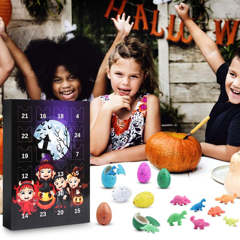 Halloween Advent Calendar 24Pcs/set Dinosaur Egg Hatching Countdown Gift Box