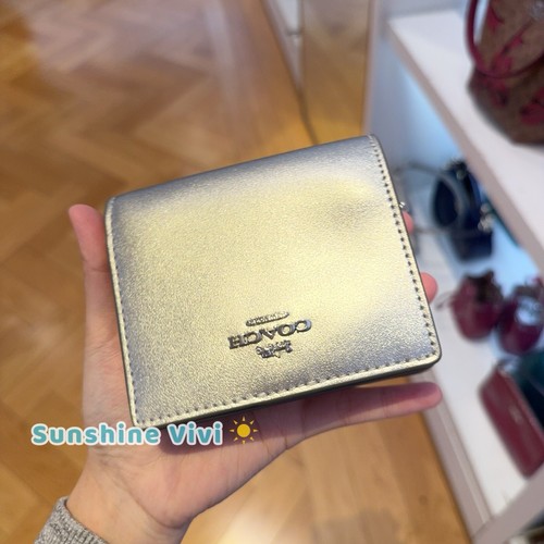 長財布 MACOI Palette snap pocket leather mini card wallet silver 24 NWT Coach CW792 Snap Wallet Pearlized Leather Metallic Light