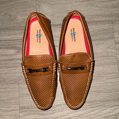 Steve Harvey Boy's Tan Slip On Dress Loafer Shoes Size 6 Big Boys 