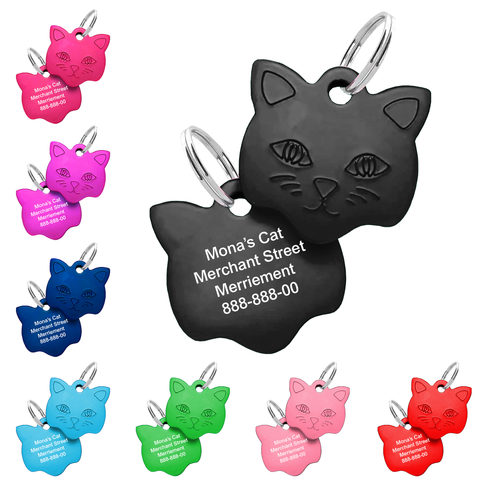 Cat Tag Personalised Engraved 22mm Pet Collar ID Tags Kitten Quality Engraving