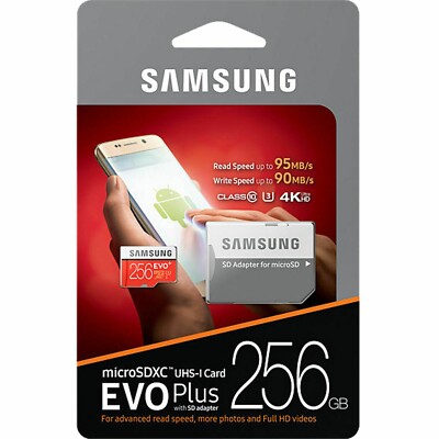 Samsung 256GB Micro SD microSDXC EVO Plus 100MB/s U3 4K C10 Memory Card