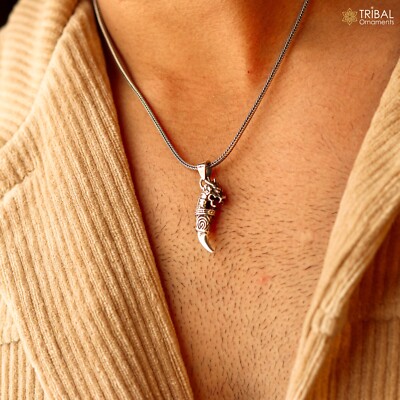 925 sterling silver  dragon tooth symbol of mythical power pendant, nsp654