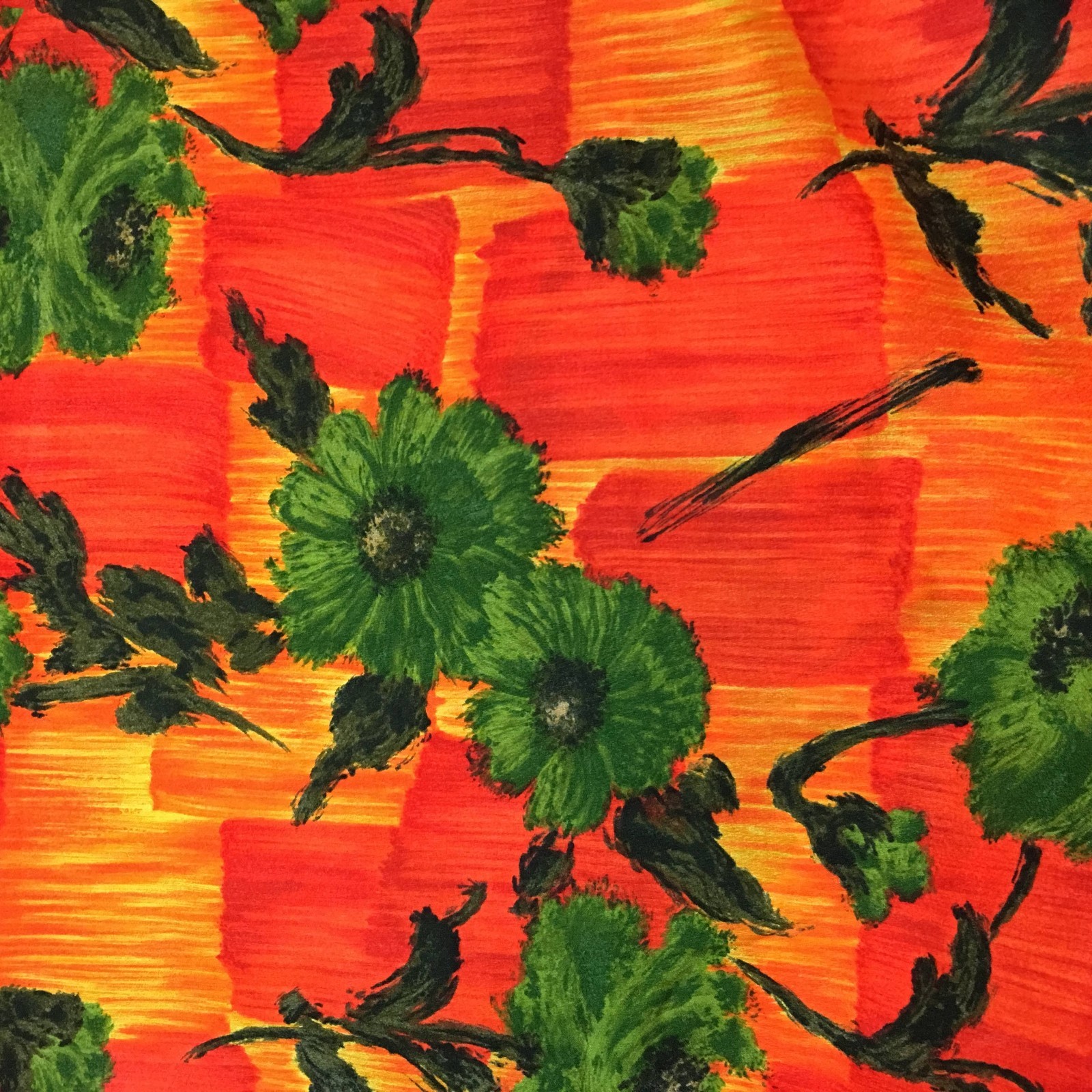 Bright Tropical Fabric Orange Yellow Green Print 3 YDS 46