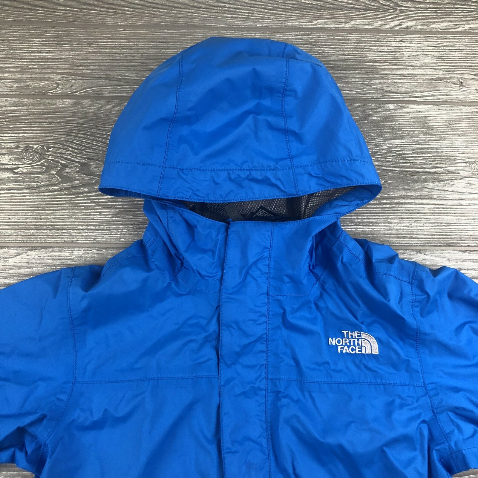 Boys THE NORTH FACE HYVENT Rain Jacket coat Size Medium (10/12) blue hooded J138