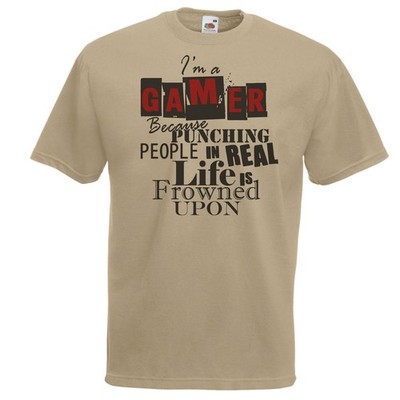 Adults Funny Gamer Spoof Video Game Player Quote Khaki Unisex T-Shirt