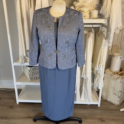 R & M Richards Aegean blue dress suit mother of the bride special occasion #2219