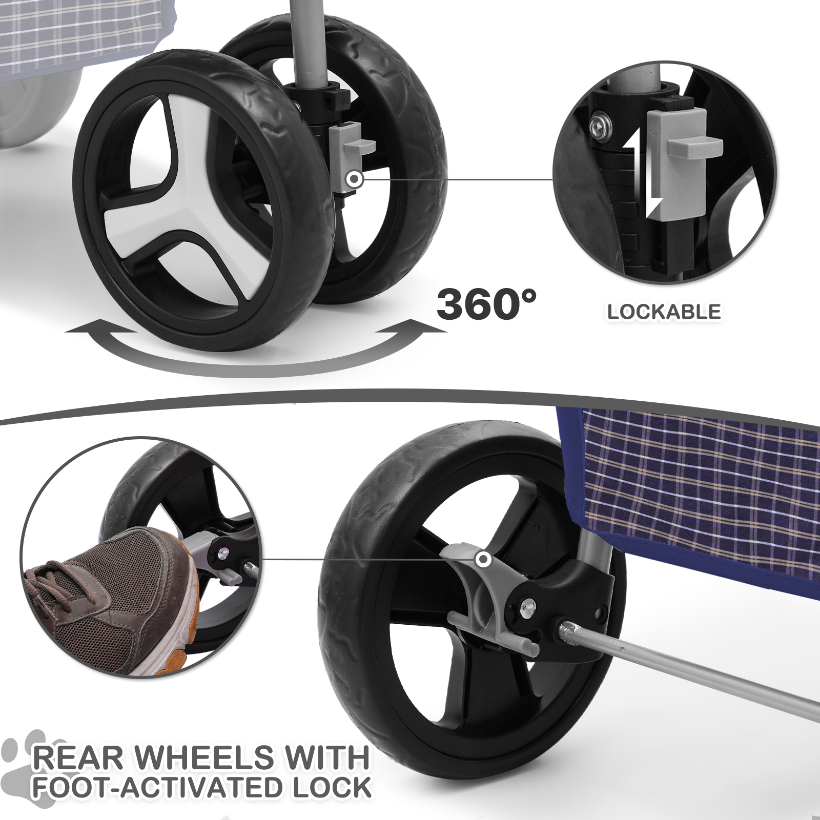 Foldable Pet Dog Stroller Portable 3 Wheels Travel Carrier Dog Cage w/Cup Holder