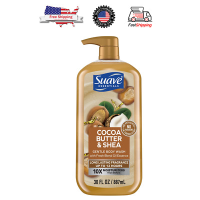 Suave Essentials Gentle Body Wash, Cocoa Butter & Shea, All Skin Types 30 oz