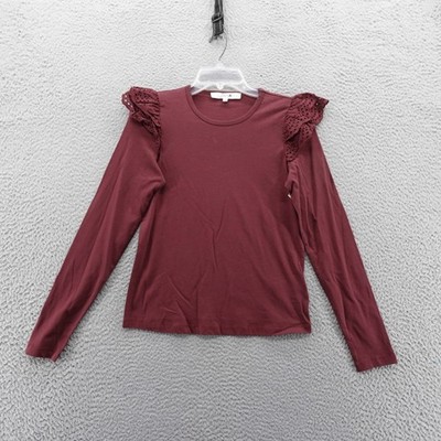 Joes Vineyard Wine Collection Ruffled Lace Long Sleeve Top Womens XS NEW