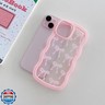 QLTYPRI Cute Bow Case for iPhone 15, Clear Ribbon Bow Pattern Curly Wave Edge Aesthetic Transparent Phone Case, Slim Shockproof Protective Phone Cover for Women Girls - Pink