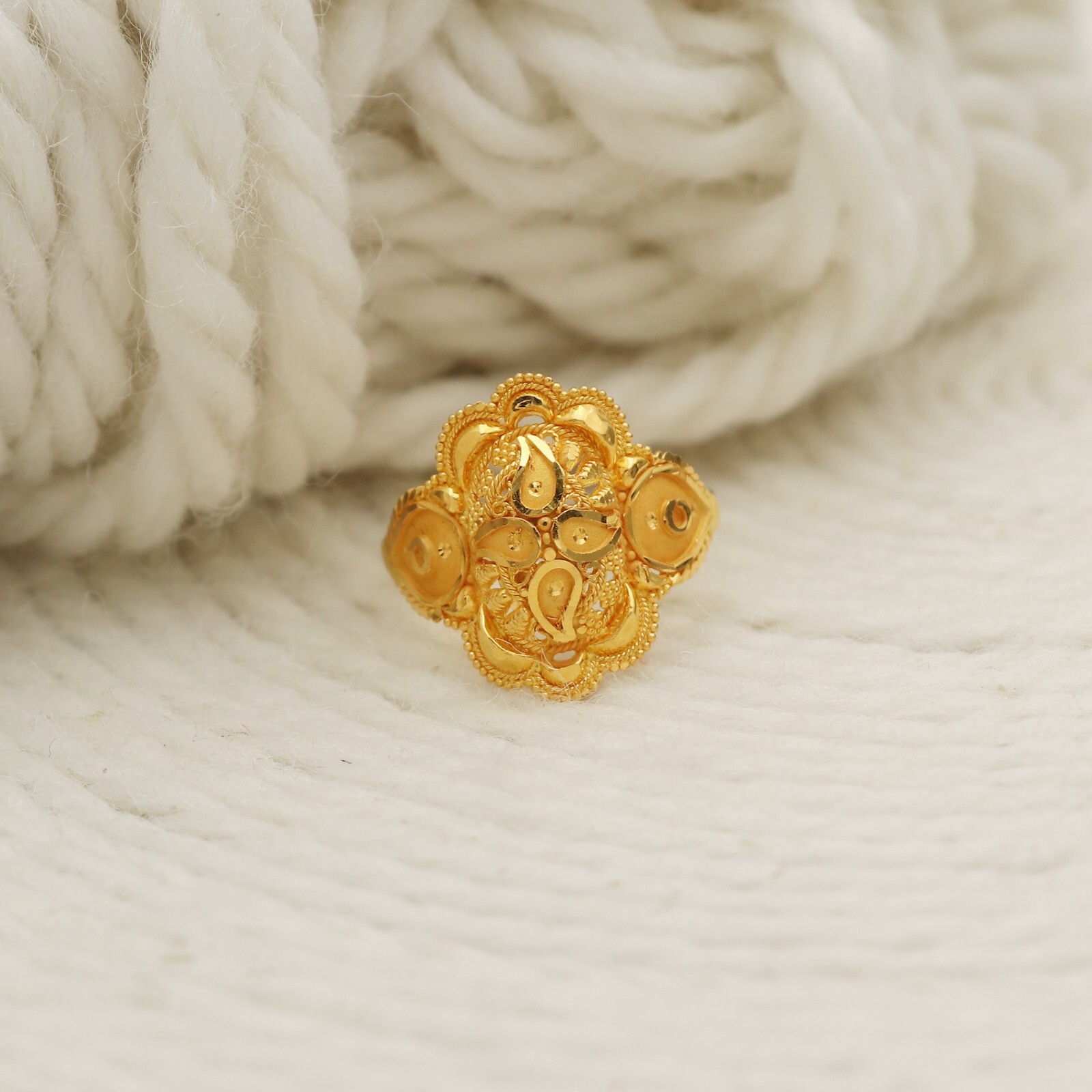 [未使用・保管品] ROGAR ロガール 22K GOLD PLATING 22K Solid Yellow Gold Ring Genuine Hallmarked 916