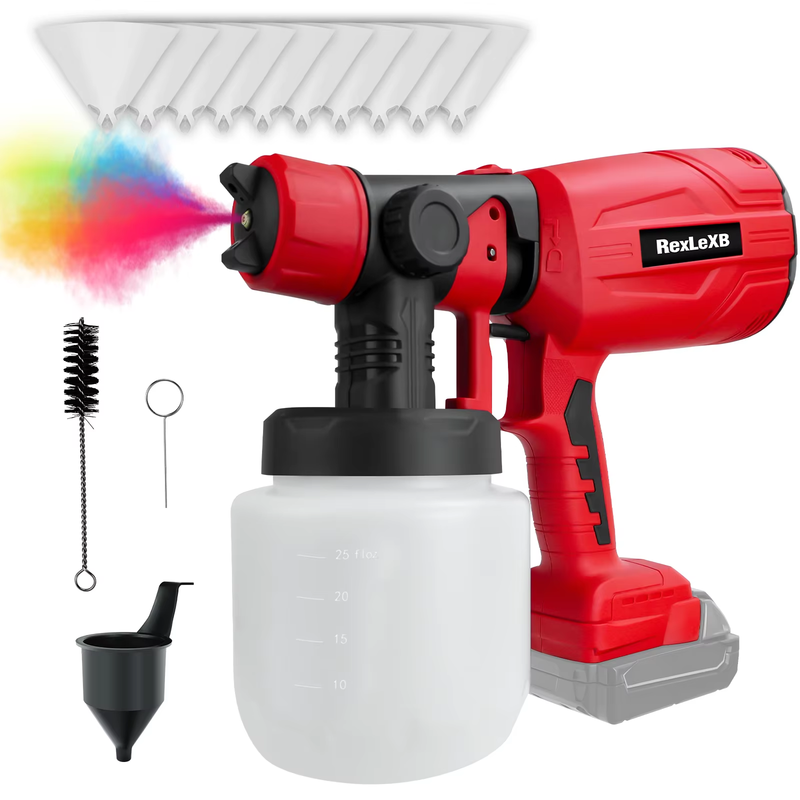 800ML Electric Spray Gun Cordless Paint Sprayer Auto Furniture Cabinets House Pa