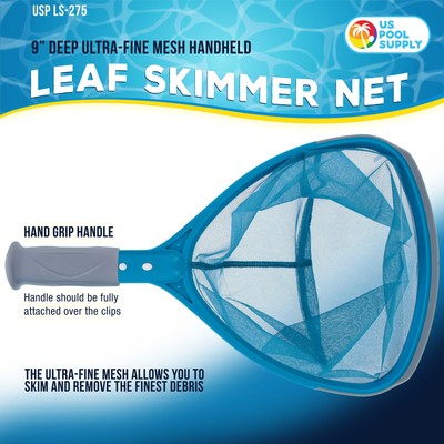 U.S. Pool Supply Spa, Hot Tub, Pool Hand Leaf Skimmer Net, 9" Deep Fine Mesh Net