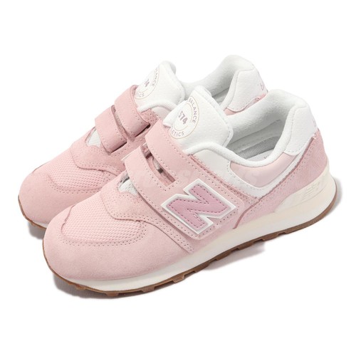 

New Balance 574 Широкий NB Замшевый розовый ремешок Детская дошкольная повседневная обувь PV574CH1-W, 574 Wide