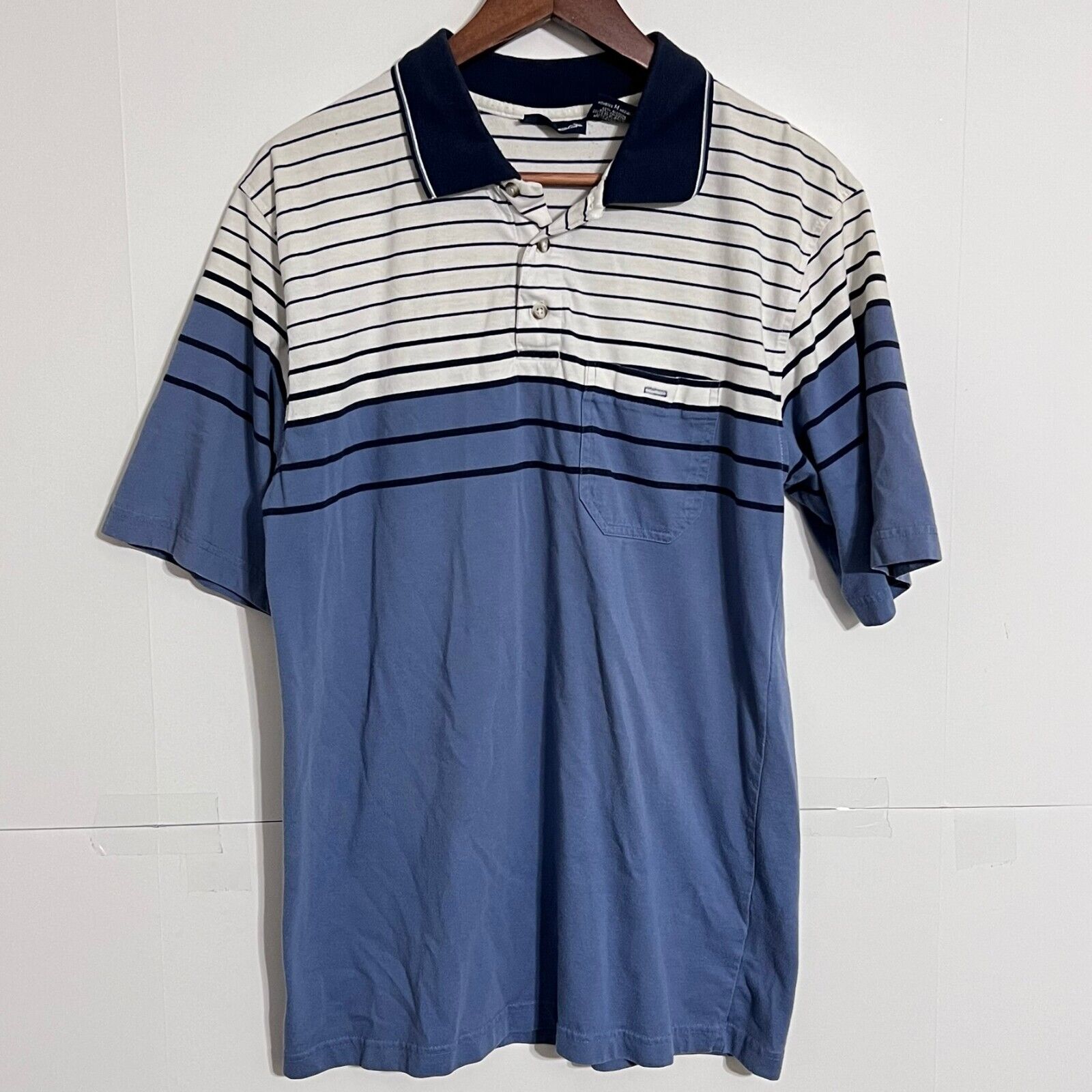 Vintage 90s Puritan Mens Polo Shirt Size M Two-Tone Striped Vintage 90s Puritan Mens Polo Shirt Size M Two-Tone Striped