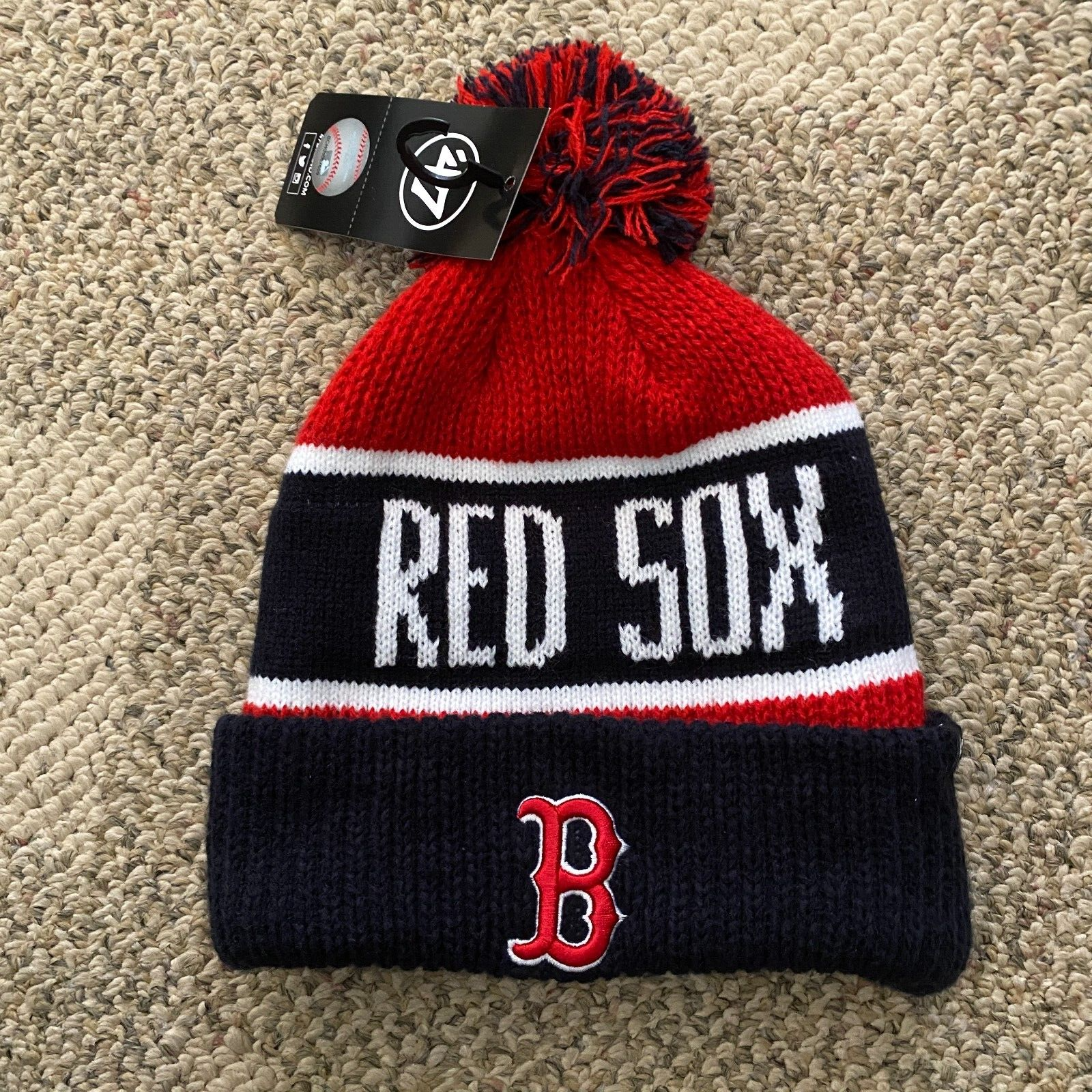 Beanie Hat Boston Red Sox Baseball 47 Knit Red Black White