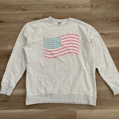 Living Fully Mallory Ervin Land That I Love Flag Sweatshirt XXL NWOT