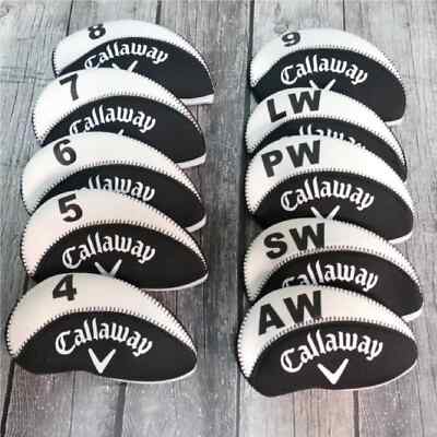 [10 pcs ] Callaway Basics Golf Iron Club Head Cover White & Black Neoprene