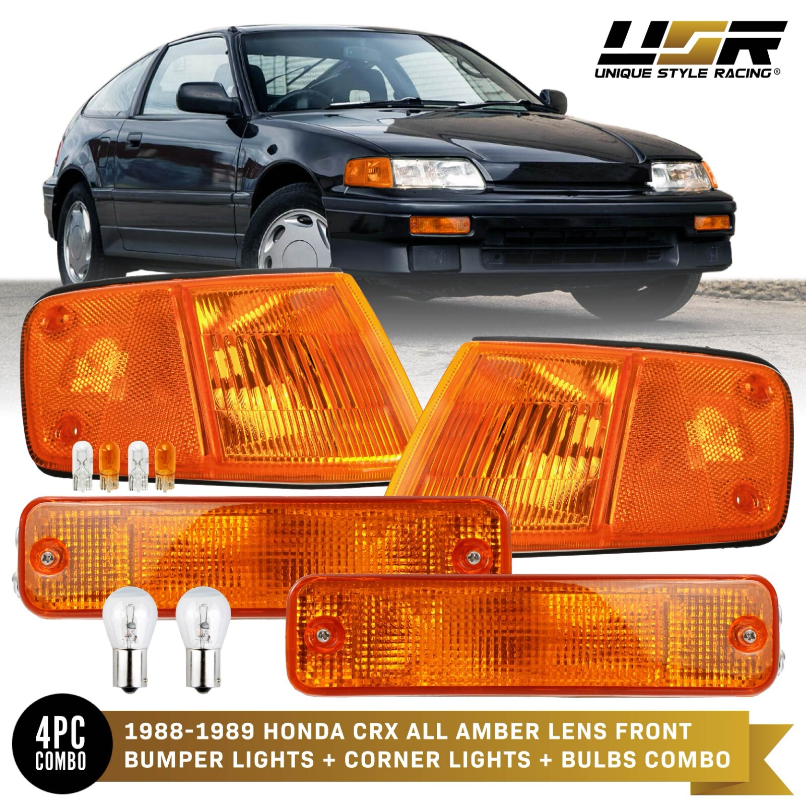 AMBER Lens Corner + Bumper Signal Light COMBO For 88-89