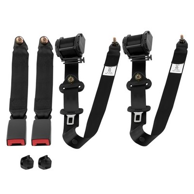 2x Universal Retractable 3 Point Seat Belt Car Vehicle Safety Harness Set