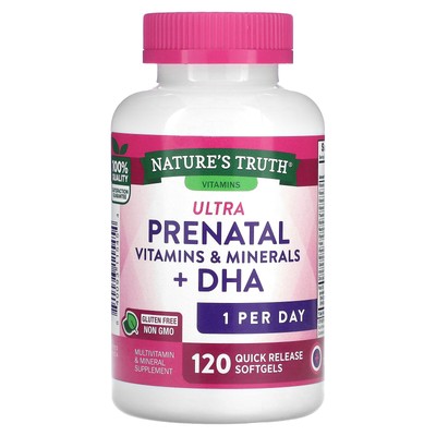 Ultra Prenatal Vitamins & Minerals + DHA, 120 мягких желатиновых капсул с быстрым высвобождением