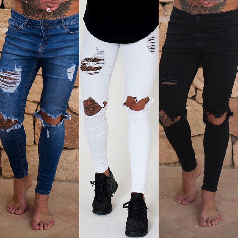Casual Male Denim Skinny Jeans Pants