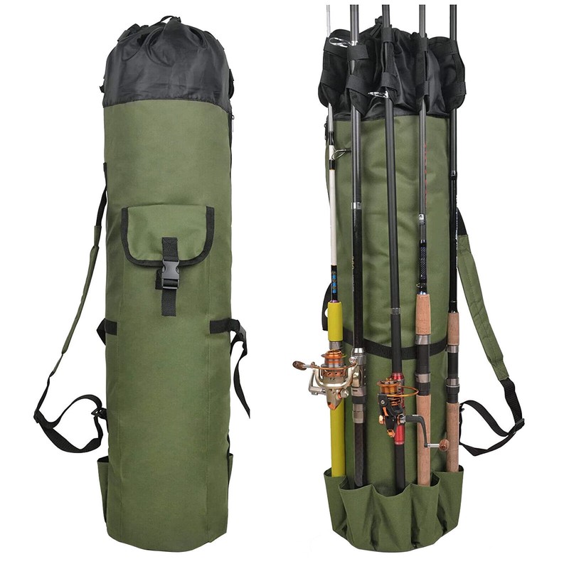 Fishing Rod Pole Carrier Reel Tackle Tool Gear Bag 5 Pole Holder Storage Case US