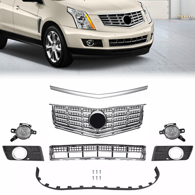 For Cadillac SRX 2013-2016 Front Grille Fog Lights & Bezels/ Lower Deflector Set