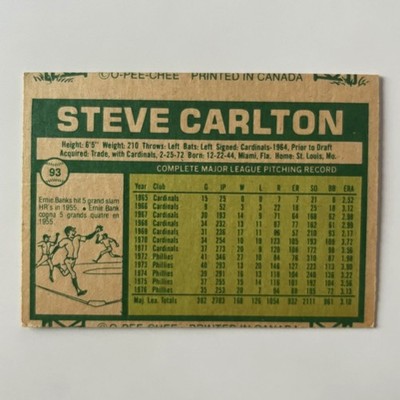 1977 O-Pee-Chee Baseball #93 Steve Carlton
