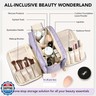 Travel Makeup Bag Women's Large Capacity Cosmetic Portable Organizer Large Opening Waterproof Storage Toiletry Bags Vertical Free-Standing Brush Holder for Easy Access Purple