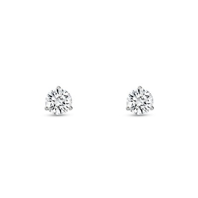 Pre-owned Shine Brite With A Diamond 1/2 Ct Round Labcreated Grown Diamond Earrings 14k White Gold D/vvs Martini Push In White/colorless