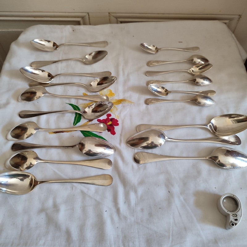 Durousseau Boulenger Au Bon MarchÃ© 19 CuillÃ¨Res MÃ©Tal ArgentÃ© ModÃ¨Le Baguette ð¥