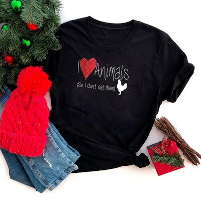 I Love Animals So I Don't Eat Them TShirt Cute Compassion