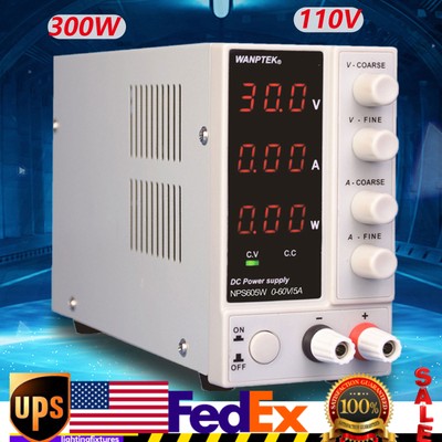 60V 5A Adjustable DC Power Supply Precision Variable 3 Digital Lab NPS605W 300W