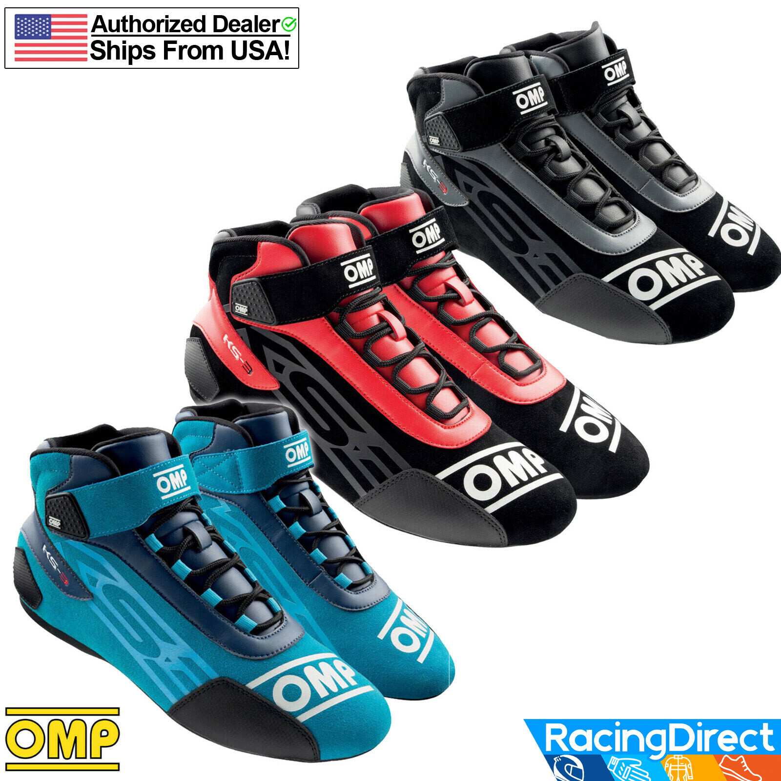 OMP - KS-3 Karting Shoes | Youth & Adult | KS3 IC/826 Kart Shoes | USA Shipping